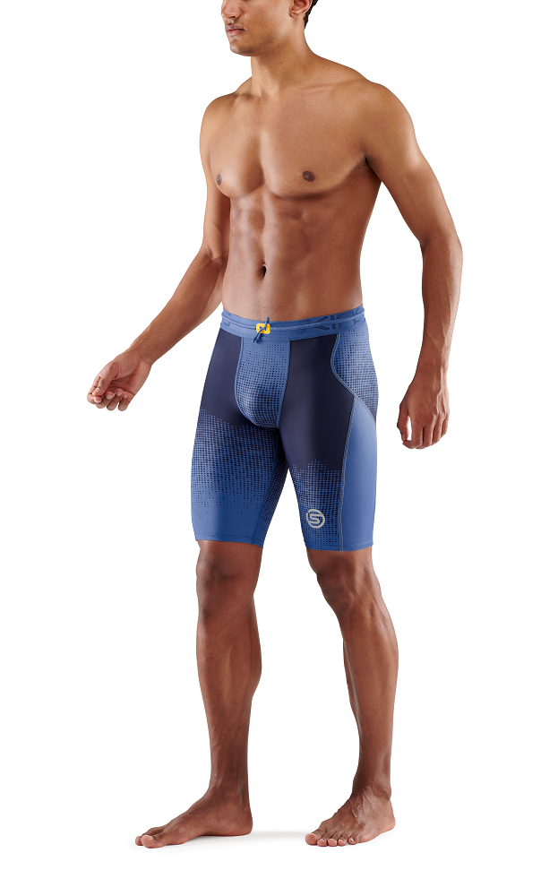 SKINS Men's Compression Half Tights 3-Series - Dot Fade Blue