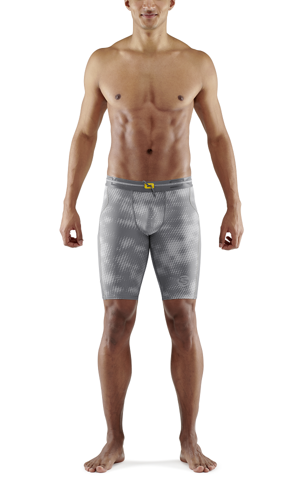SKINS Men's Compression Half Tights 3-Series - Camo Lt. Grey