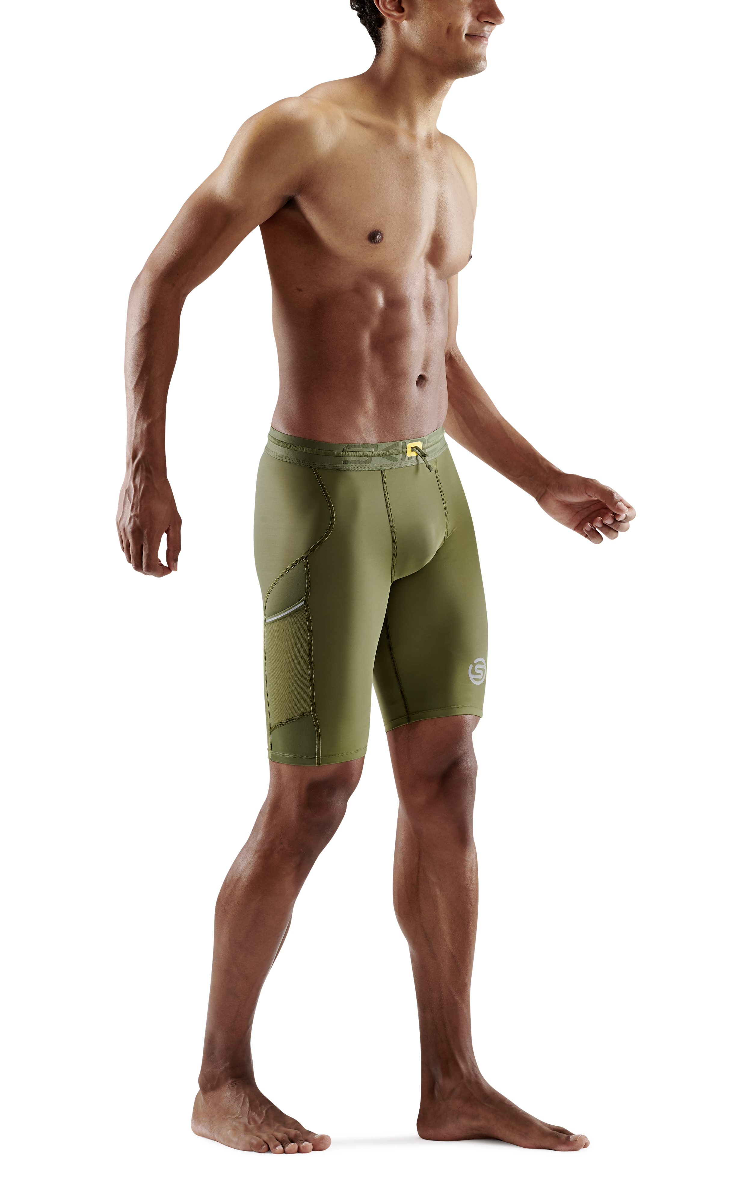 SKINS Men's Compression Half Tights 3-Series - Khaki