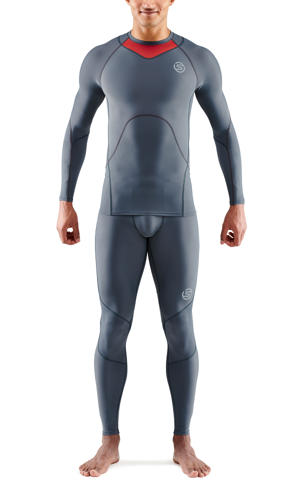 Skins Men's Compression Long Sleeve Tops 3-Series - Charcoal