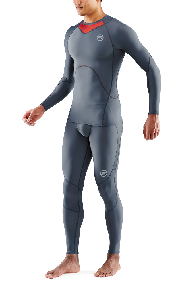 Skins Men's Compression Long Sleeve Tops 3-Series - Charcoal