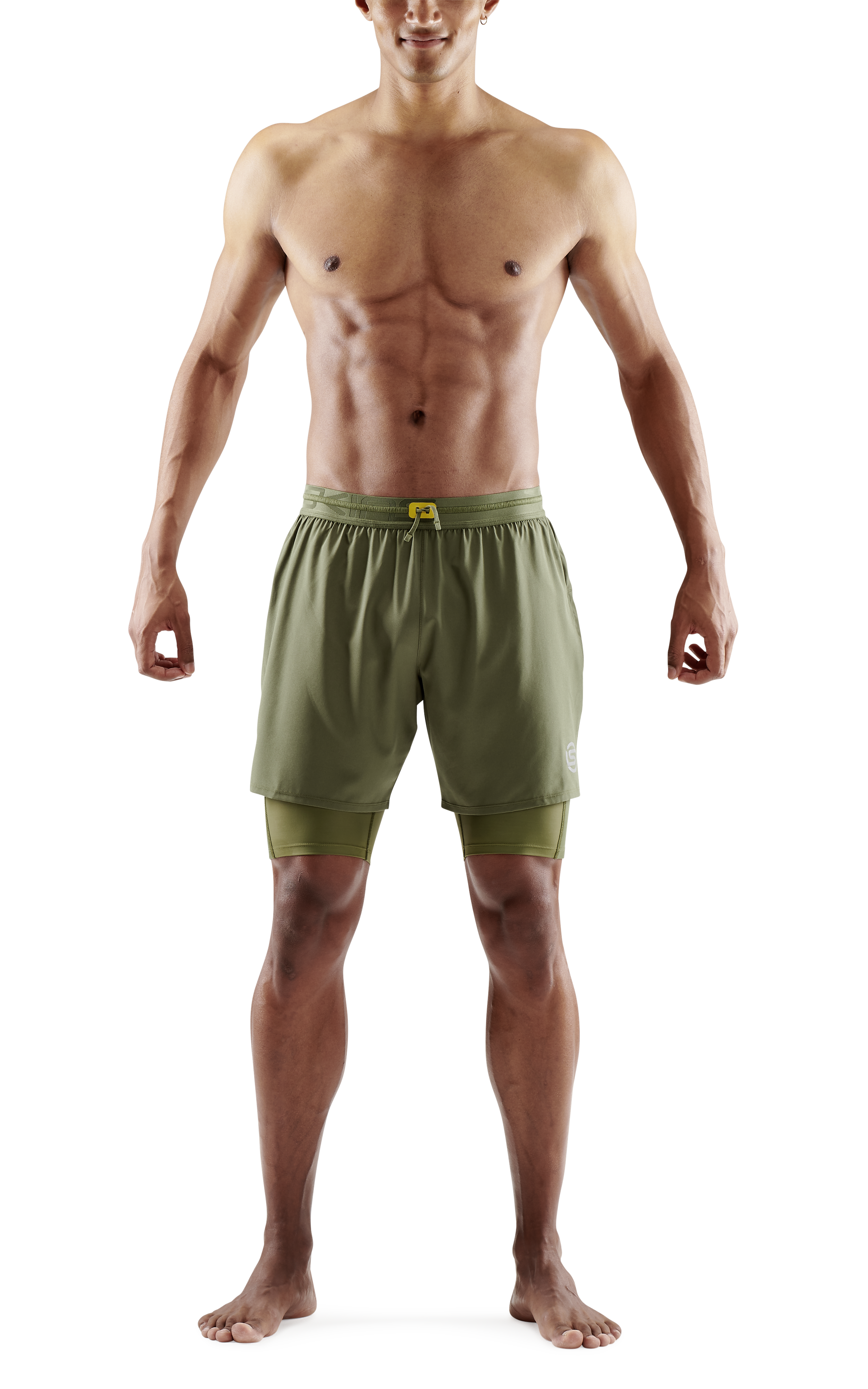SKINS Men's Compression Superpose Half Tights 3-Series - Khaki