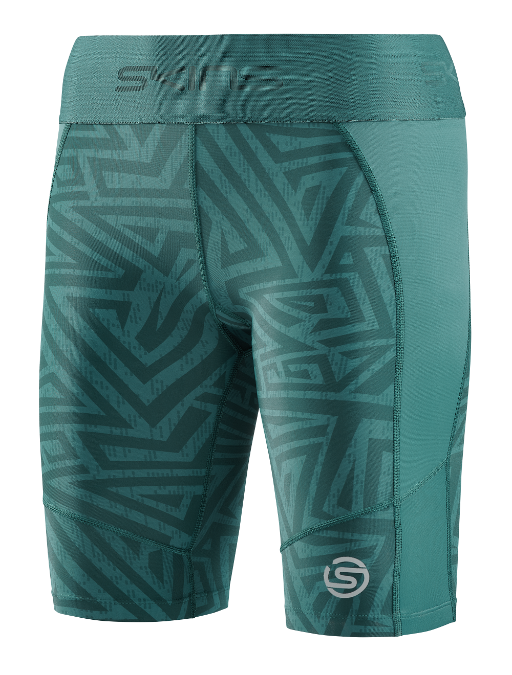 SKINS Women's Compression Half Tights 3-Series - Lt. Teal Angle