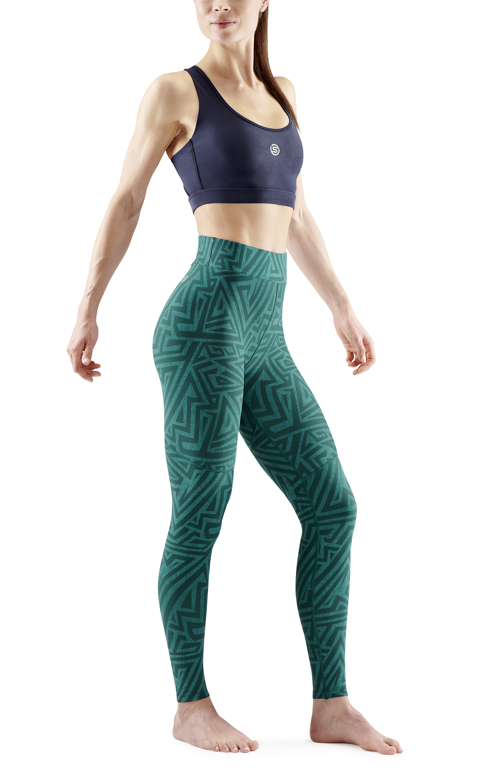 SKINS Women's Compression Soft Long Tights 3-Series - Lt. Teal Angle