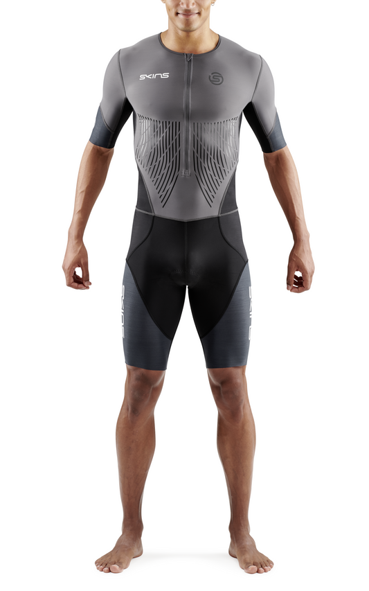 Skins Men's TRI Elite S/S Tri Suit - Charcoal/Carbon