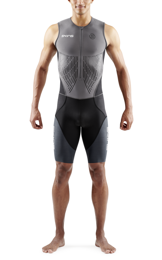 Skins Men's TRI Elite S/L Tri Suit - Charcoal/Carbon