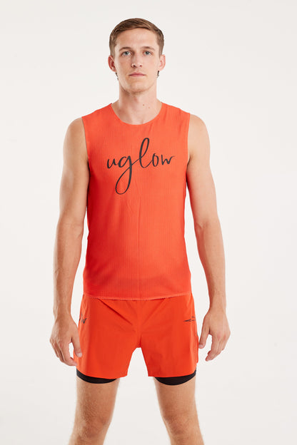 Uglow Men's Wide Top Tank Bubble Mesh AERO - Tangerine
