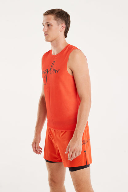 Uglow Men's Wide Top Tank Bubble Mesh AERO - Tangerine