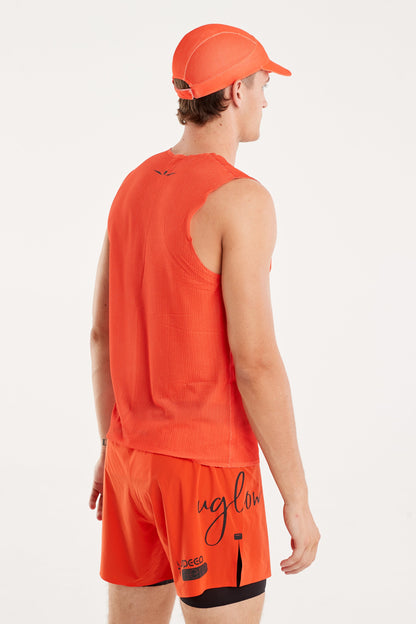 Uglow Men's Wide Top Tank Bubble Mesh AERO - Tangerine