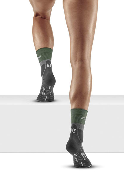 Women's Hiking Merino Mid-Cut Socks - Green/Grey