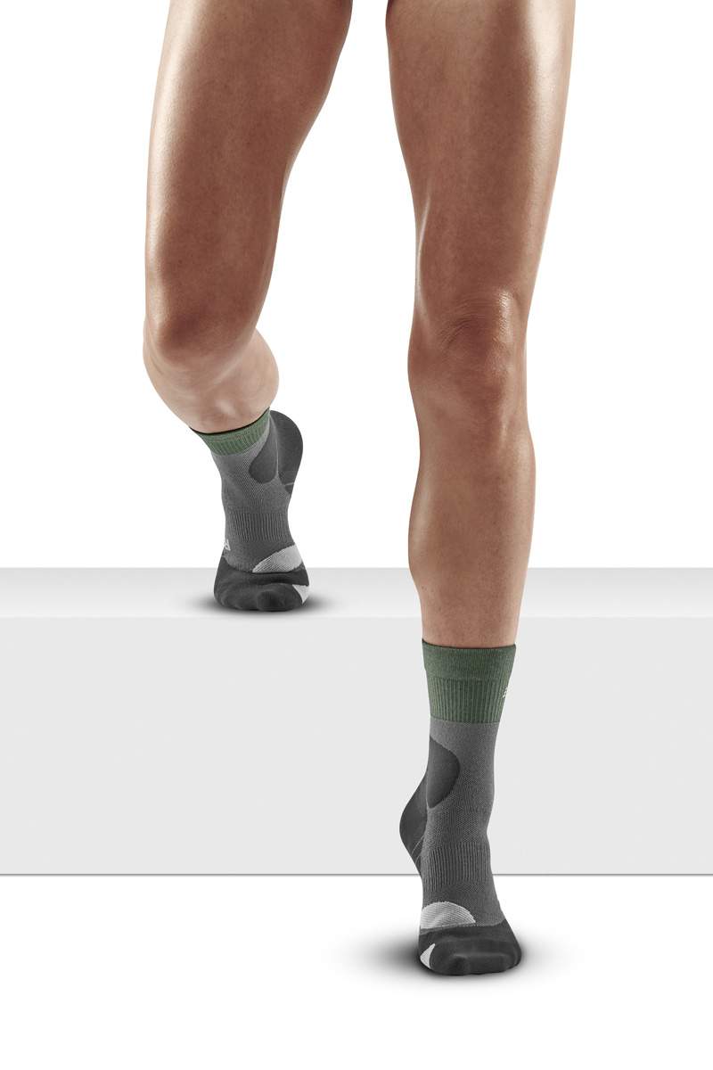 Women's Hiking Merino Mid-Cut Socks - Green/Grey