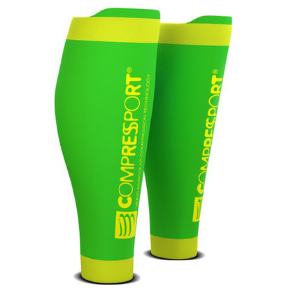 COMPRESSPORT R2V2 CALF SLEEVES - FLUO GREEN