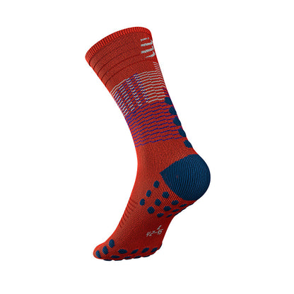 COMPRESSPORT MID COMPRESSION SOCKS - BLACK/BLOOD ORANGE