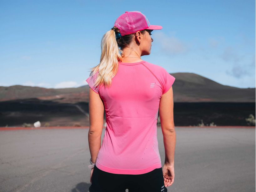 Compessport Women's Performance SS Tshirt - Hot Pink/Aqua