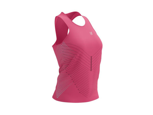 Compessport Women's Performance Singlet - Hot Pink/Aqua