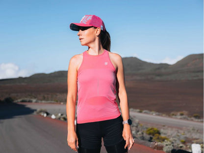 Compessport Women's Performance Singlet - Hot Pink/Aqua