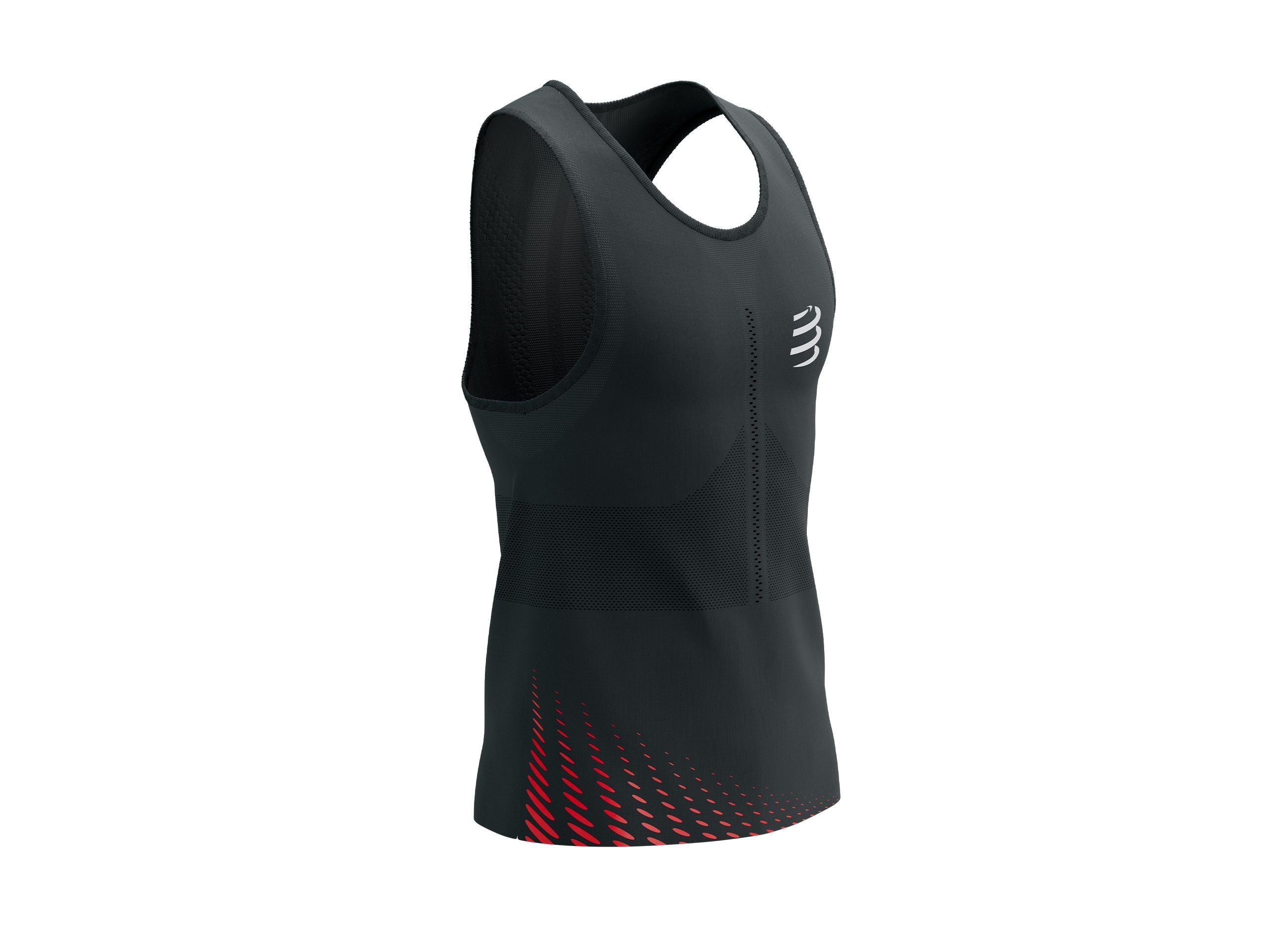 Compressport Men's Pro Racing Singlet - Black/High Risk Red