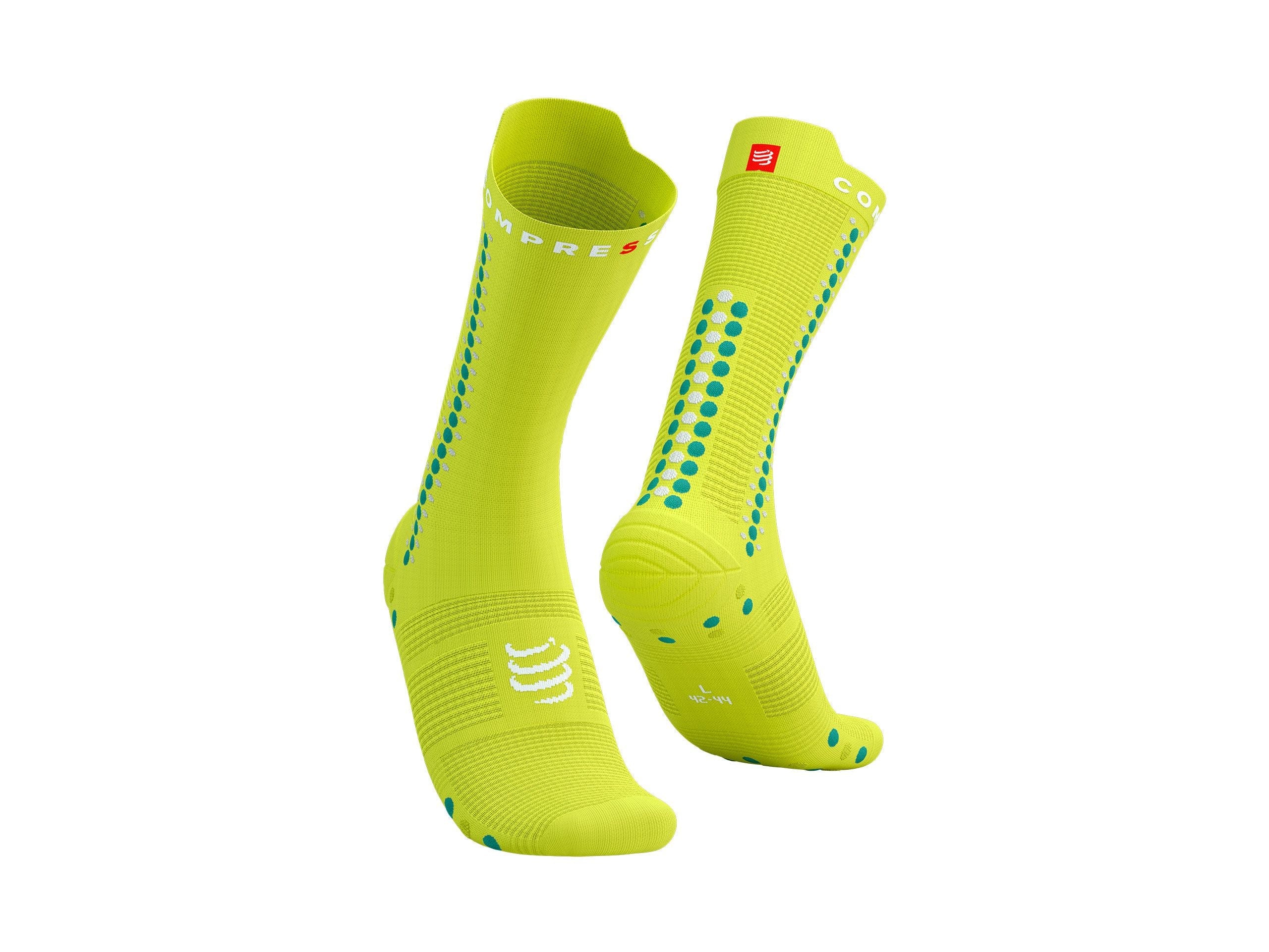 Compressport Unisex's Pro Racing Socks v4.0 Bike - Primerose/Columbia