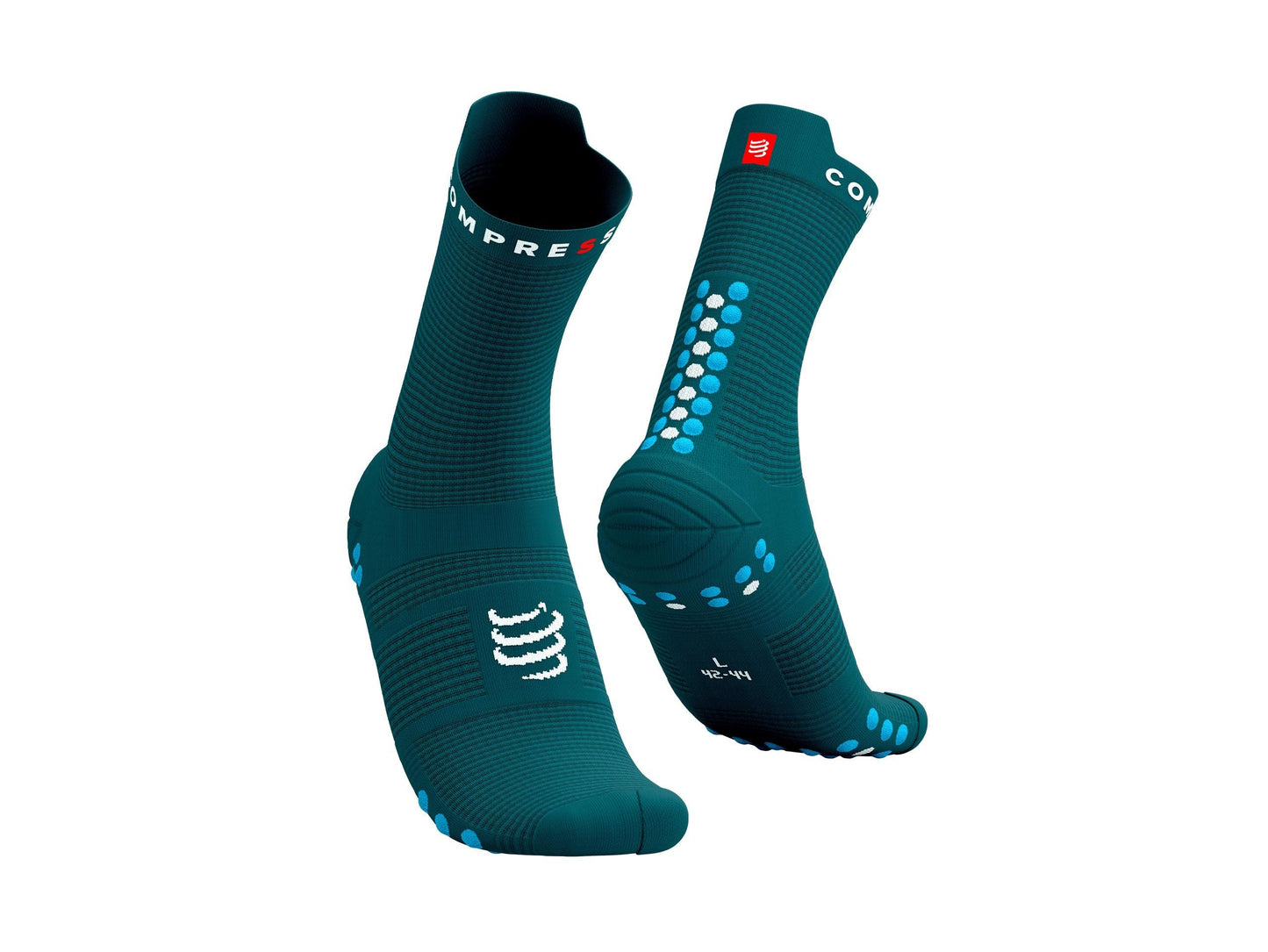 Compressport Unisex's Pro Racing Socks v4.0 Run High - Spruce/Hawaiian Ocean