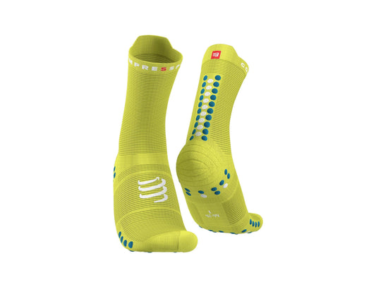 Compressport Unisex's Pro Racing Socks v4.0 Run High - Primerose/Fjord Blue