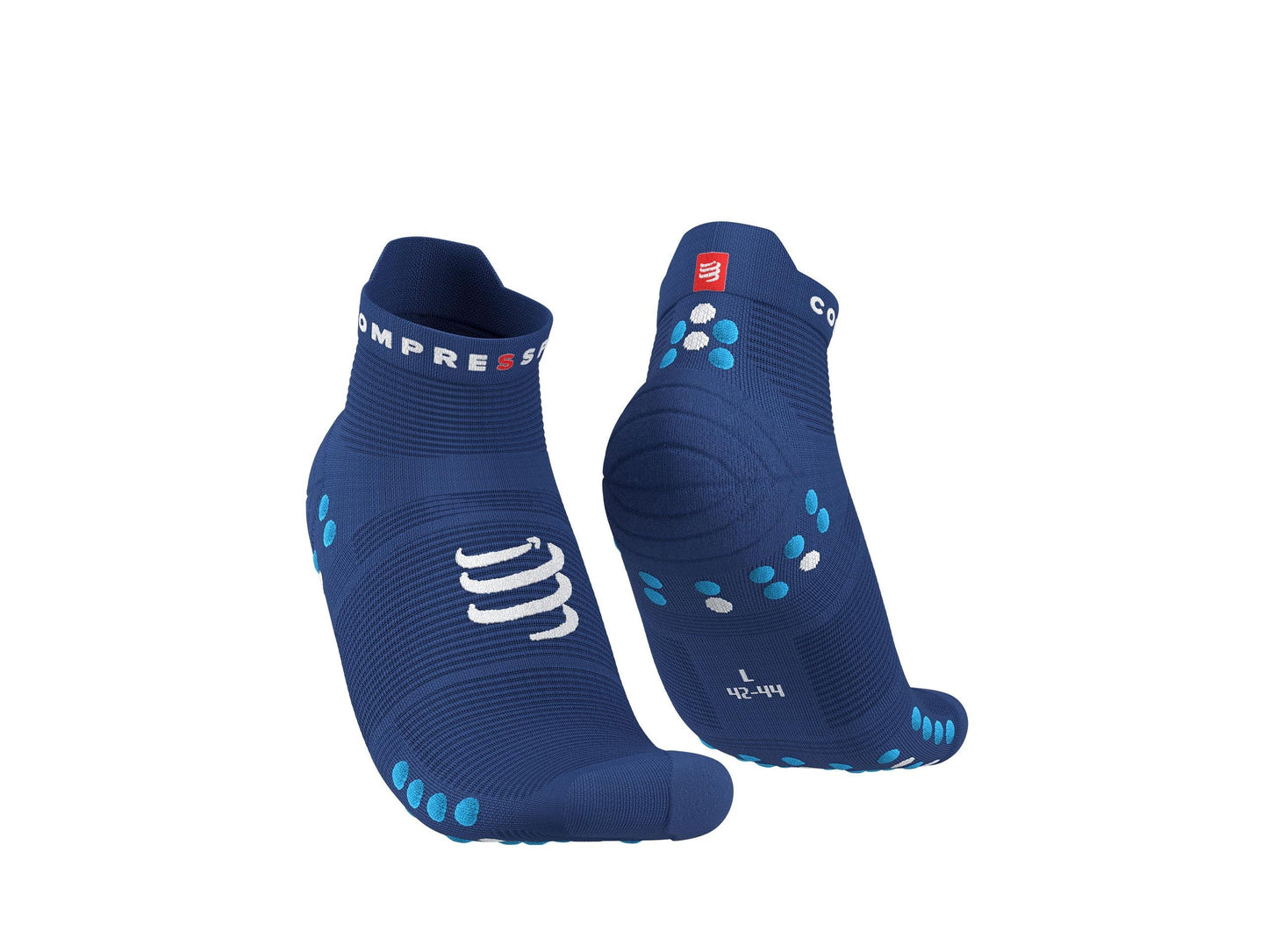 Compressport Unisex's Pro Racing Socks v4.0 Run Low - Sodalite/Fluo Blue