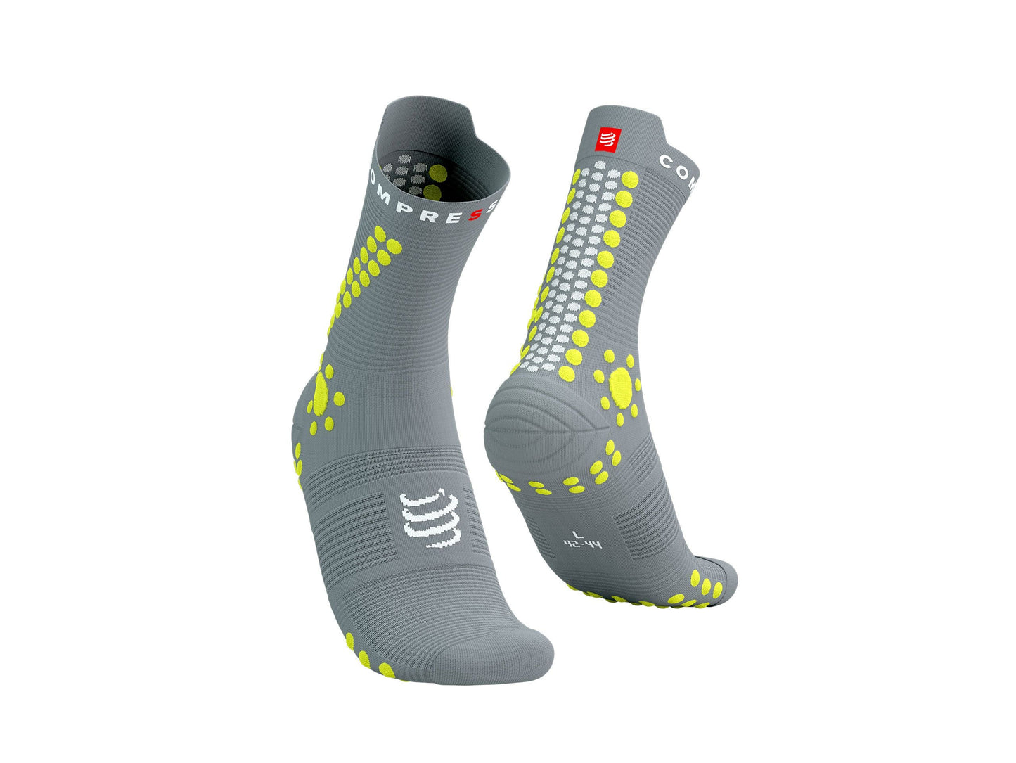 Compressport Unisex's Pro Racing Socks v4.0 Trail - Alloy/Primerose