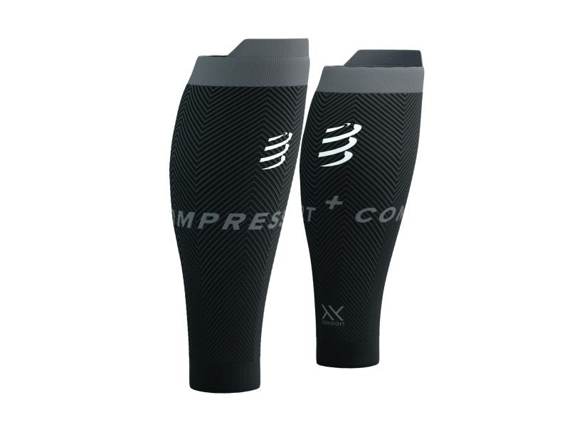 COMPRESSPORT Unisex's R2 Oxygen Calf Sleeve - Black/Steel Grey