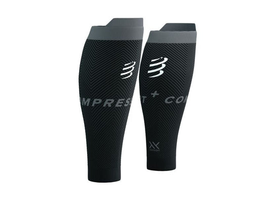 COMPRESSPORT Unisex's R2 Oxygen Calf Sleeve - Black/Steel Grey