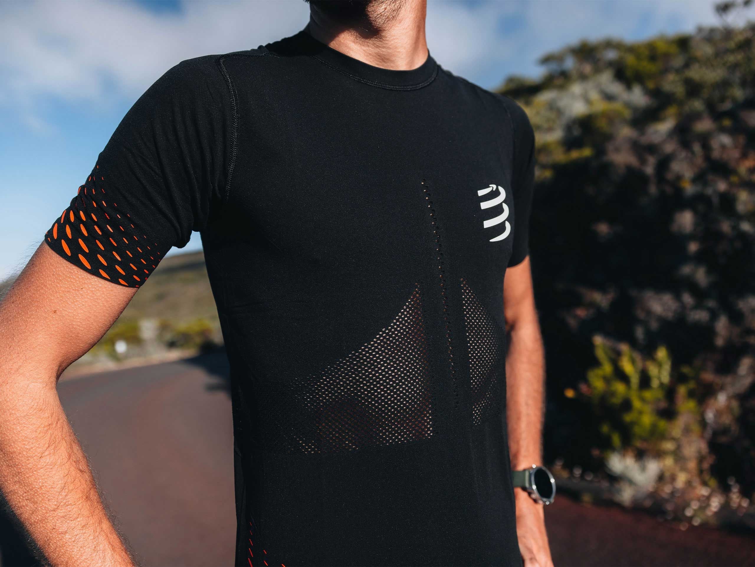 Compressport Men's Racing SS Tshirt - Black/High Risk Red