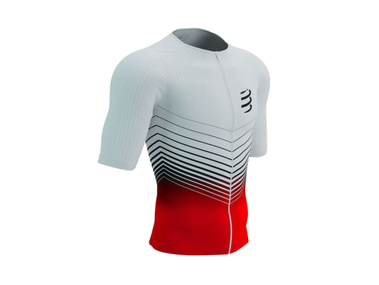 Compressport Men's Tri Postural Aero SS Top - White/Red