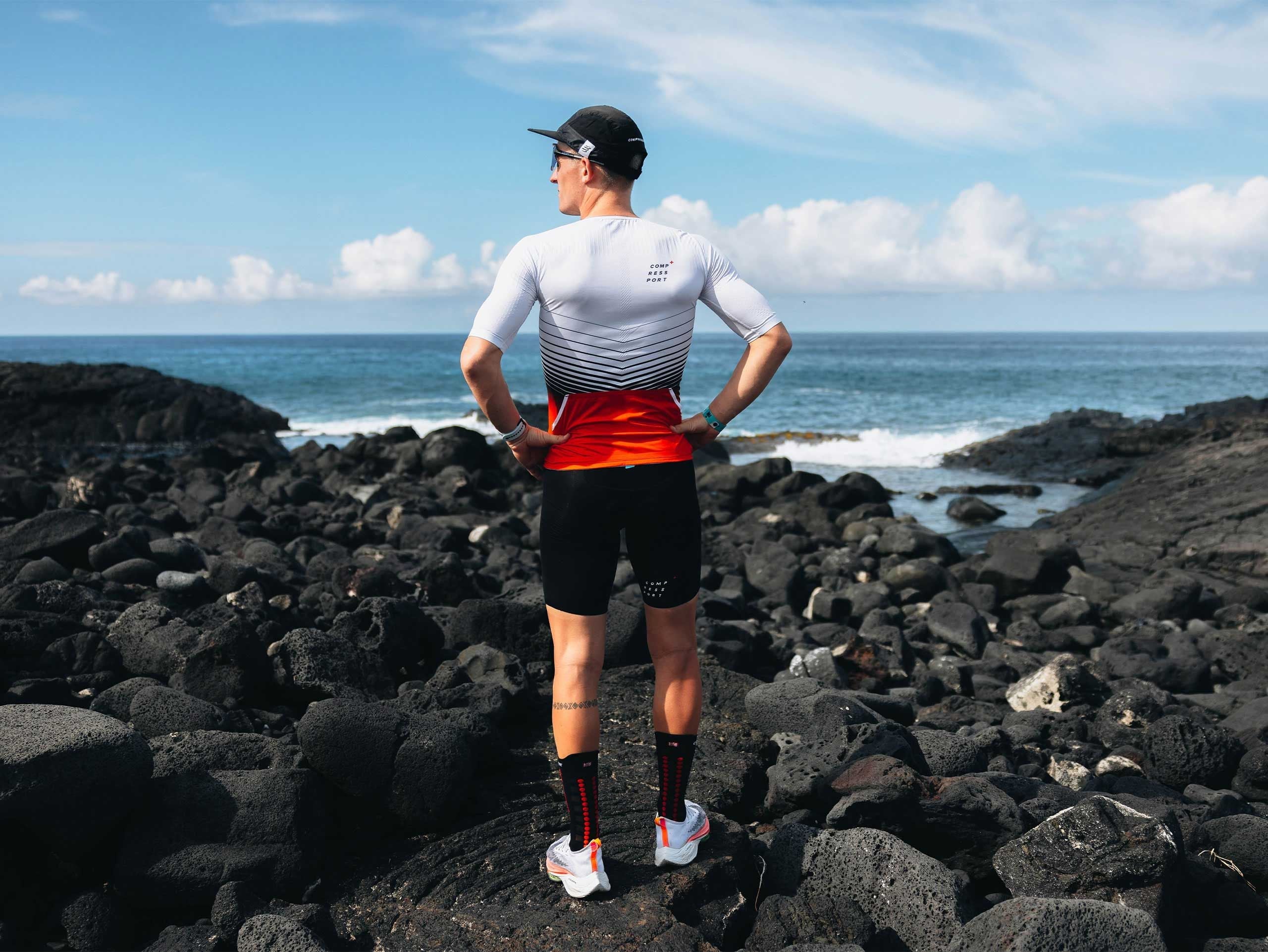 Compressport Men's Tri Postural Aero SS Top - White/Red