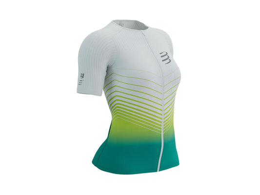 Compressport Women's Tri Postural Aero SS Top - White/Columbia