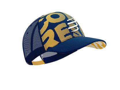 Compressport Unisex's Trucker Cap - Estate Blue/Citrus
