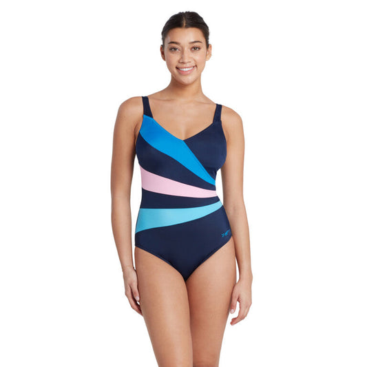 ZOGGS Women's Wrap Panel Classicback - Navy/Blue/Pink